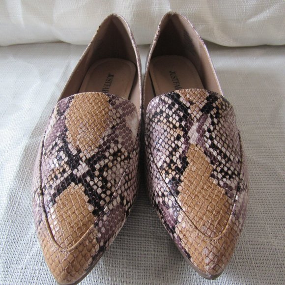 Just Fab Snakeskin Loafers, Size 8 NWOT - Picture 1 of 5